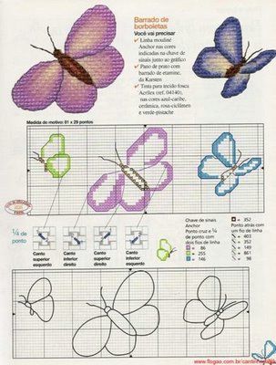 Schema punto croce Farfalle Blu Rosa