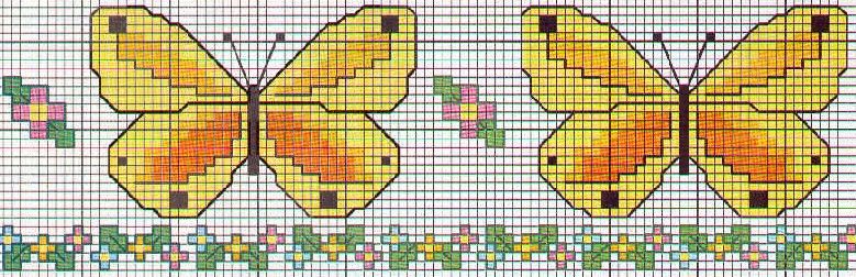 Schema punto croce Farfalle Gialle