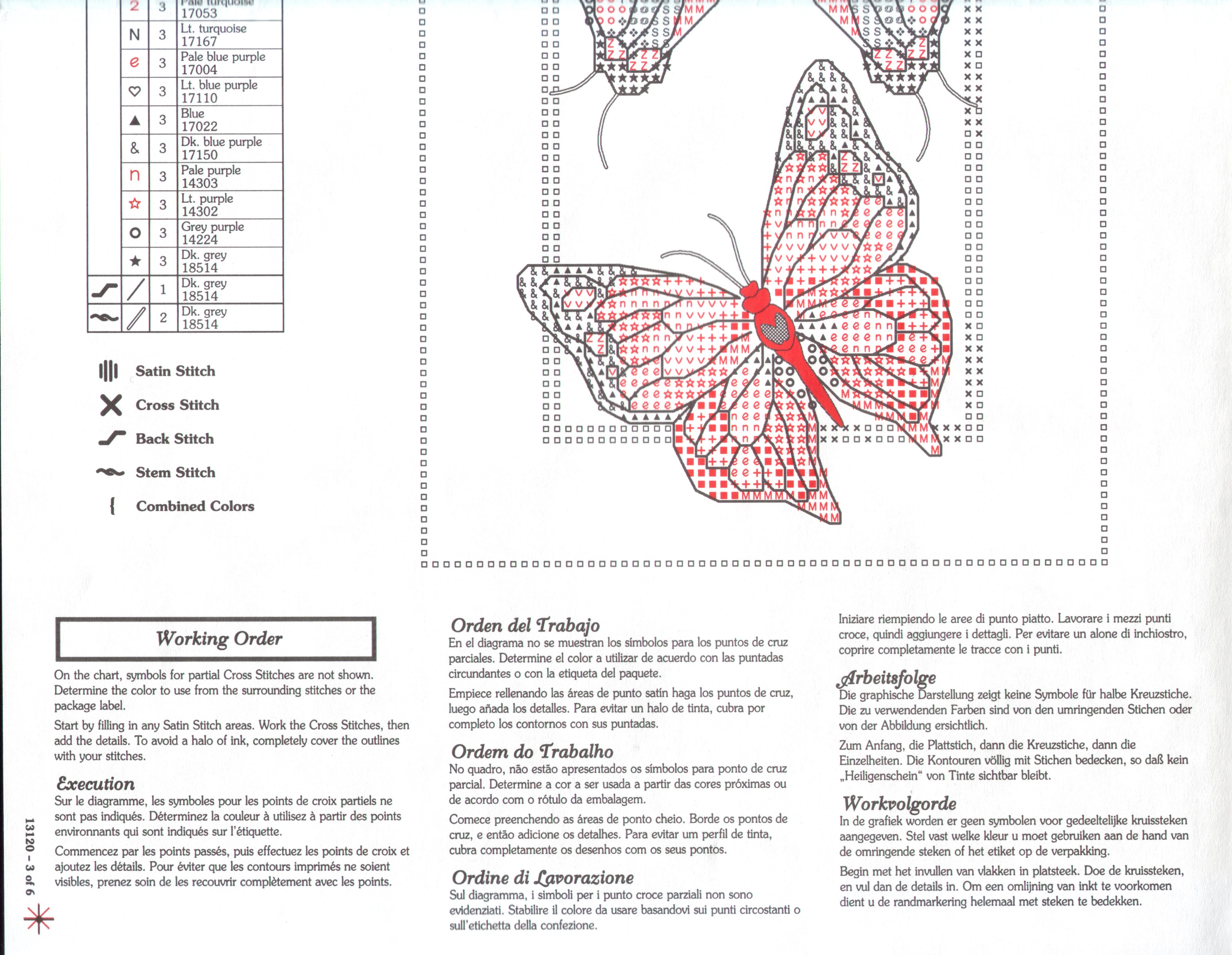 Schema punto croce Tre Farfalle 1c