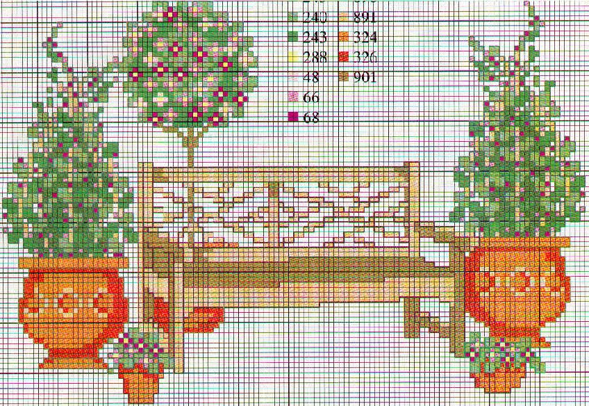 Schema punto croce Fiori Vasi 1