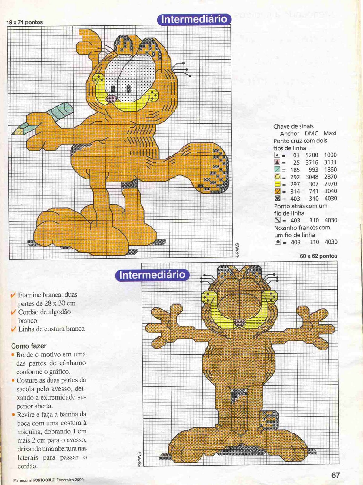 Schema punto croce Garfield 07