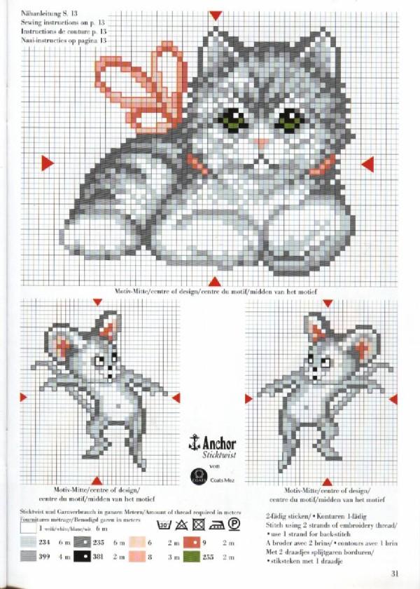 Schema punto croce Gattino E Topini