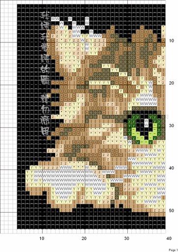 Schema punto croce Gatto Marrone 2