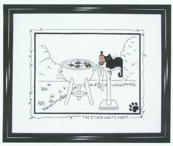 Schema punto croce Gatto Nero Barbecue1