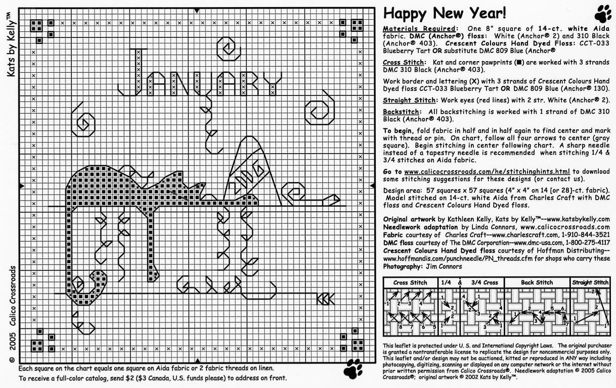 Schema punto croce Gatto Nero Gennaio2