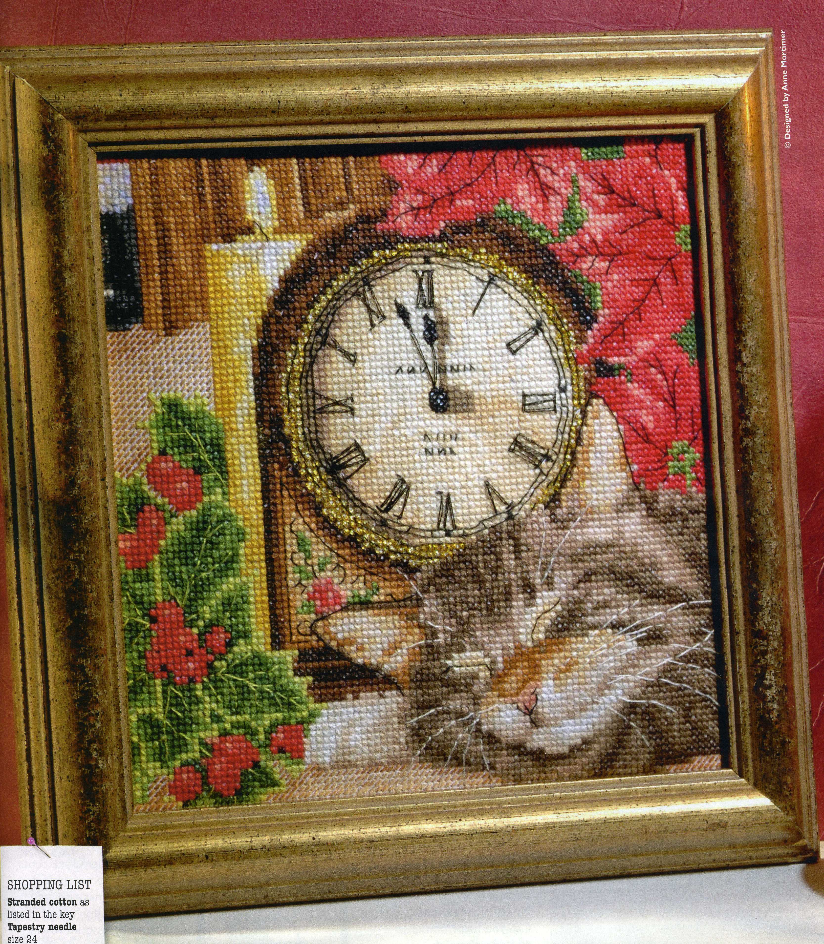 Schema punto croce Gatto Orologio1