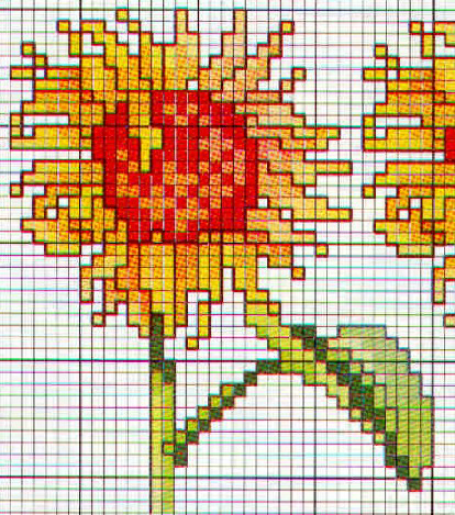 Schema punto croce Girasole Foglia