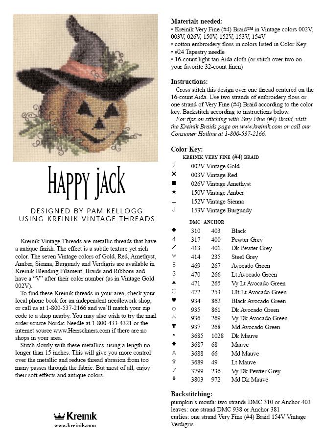 Schema punto croce Happy Jack 1