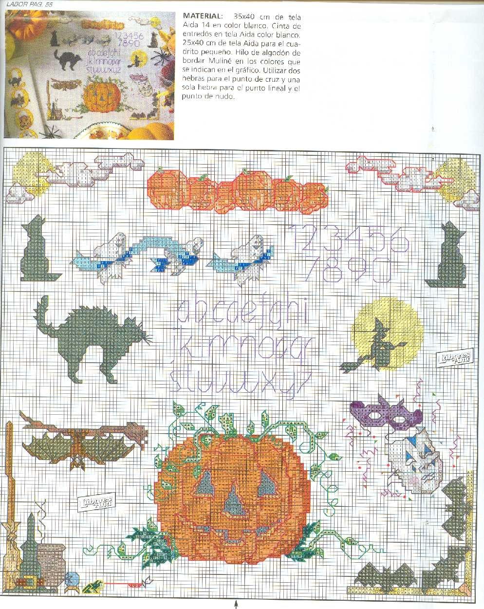 Schema punto croce Sampler Halloween 1