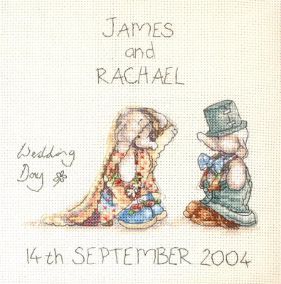 Schema punto croce Sposi Elefantini 01