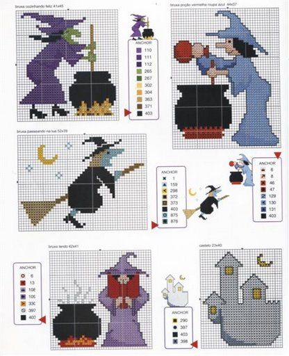 Schema punto croce Streghette