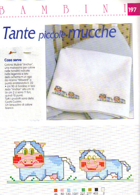 Schema punto croce Piccole Mucche