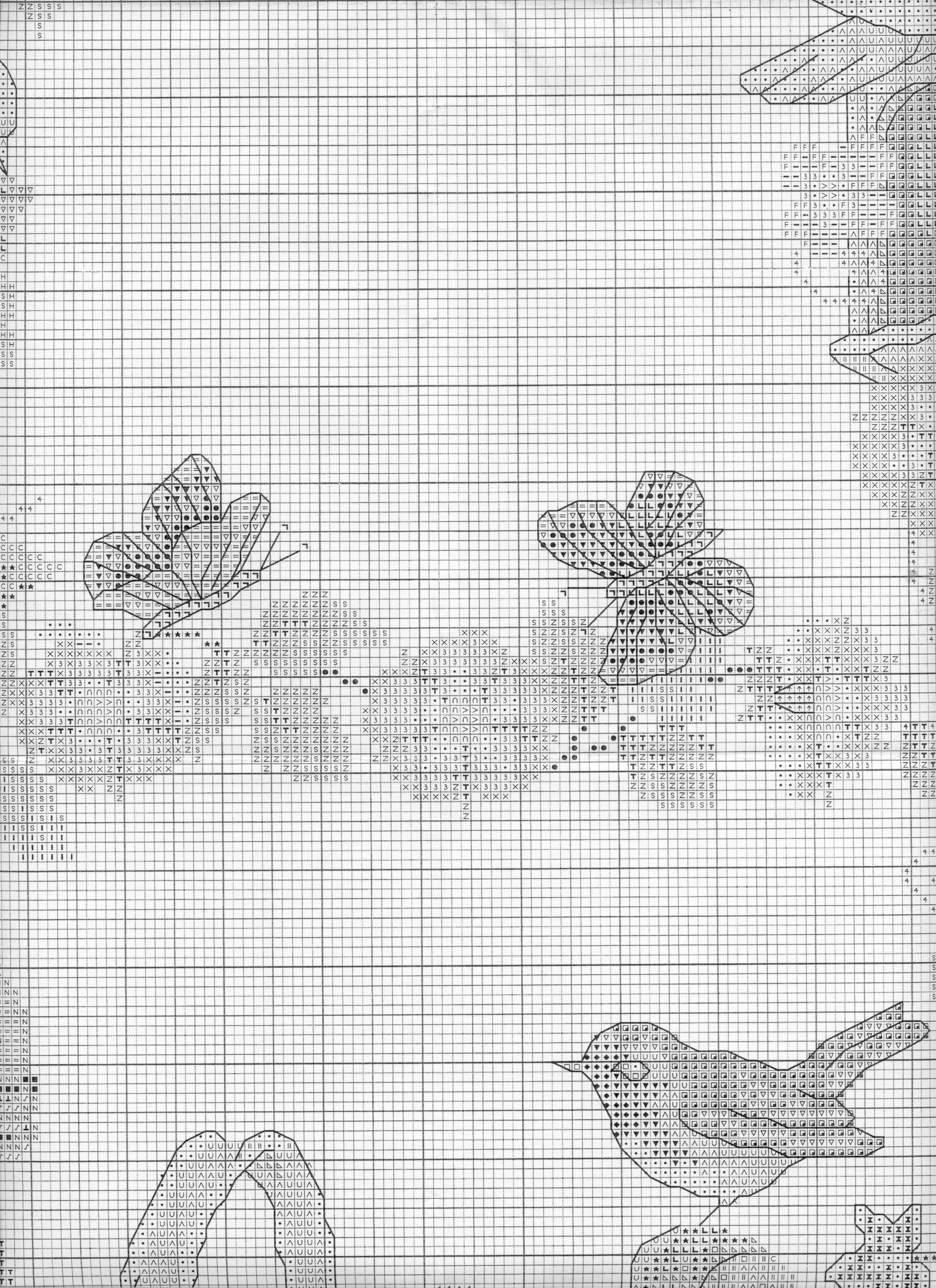 Schema punto croce Cornice Uccellini 11f