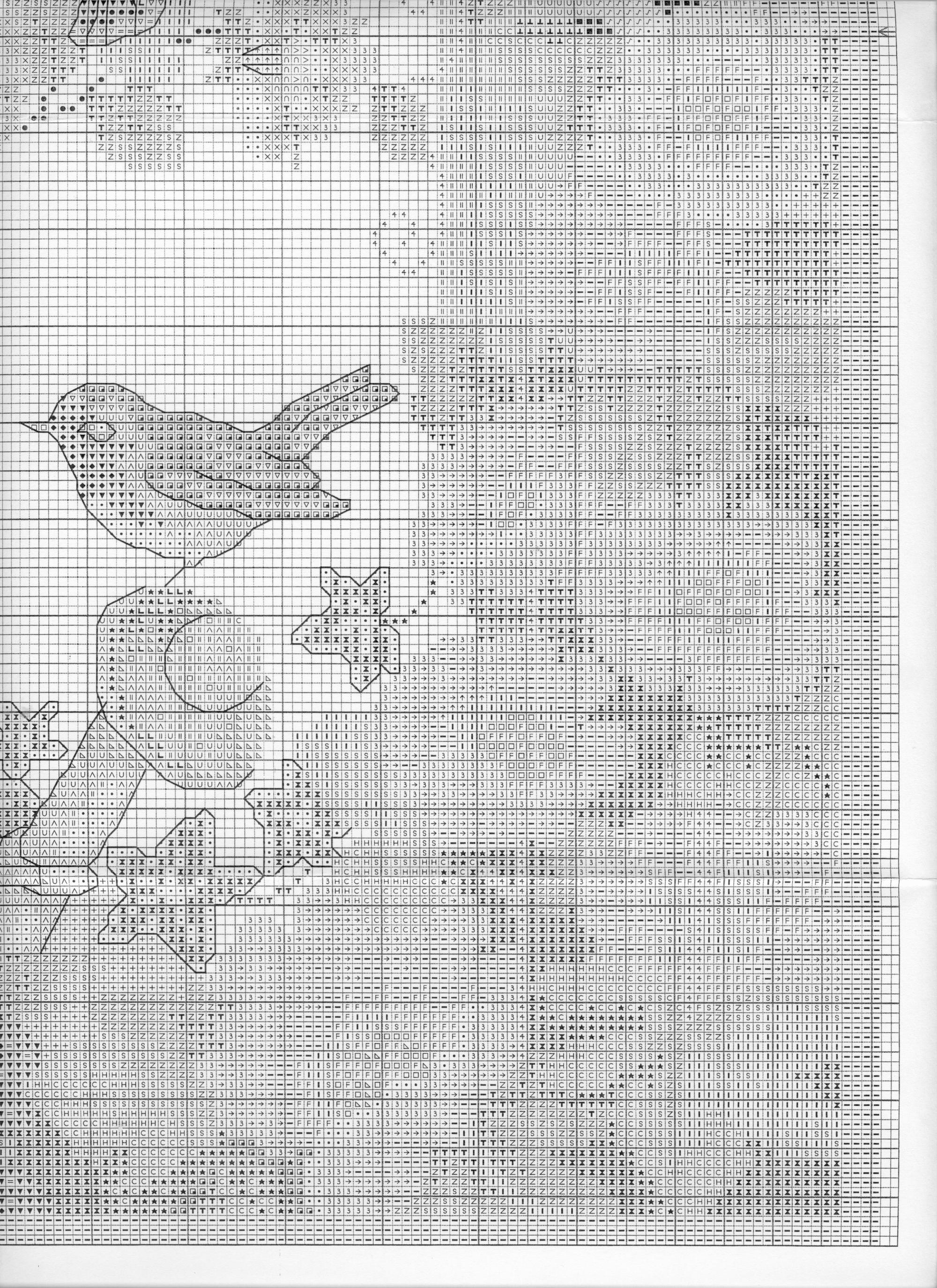 Schema punto croce Cornice Uccellini 11j