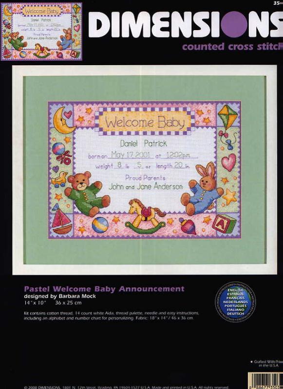 Schema punto croce Welcome Baby 54a