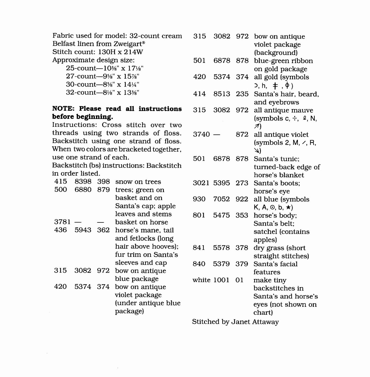 Schema punto croce Babbo Cavallo 1g