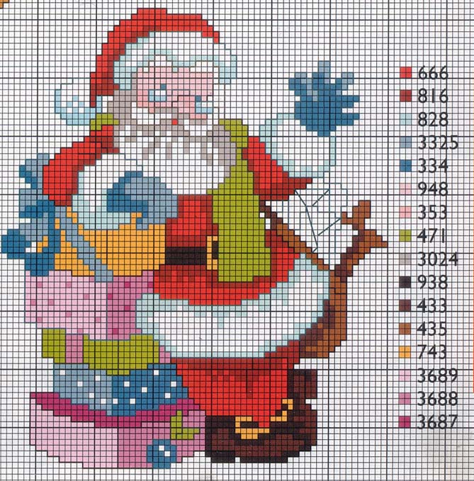 Schema punto croce Babbo Regali