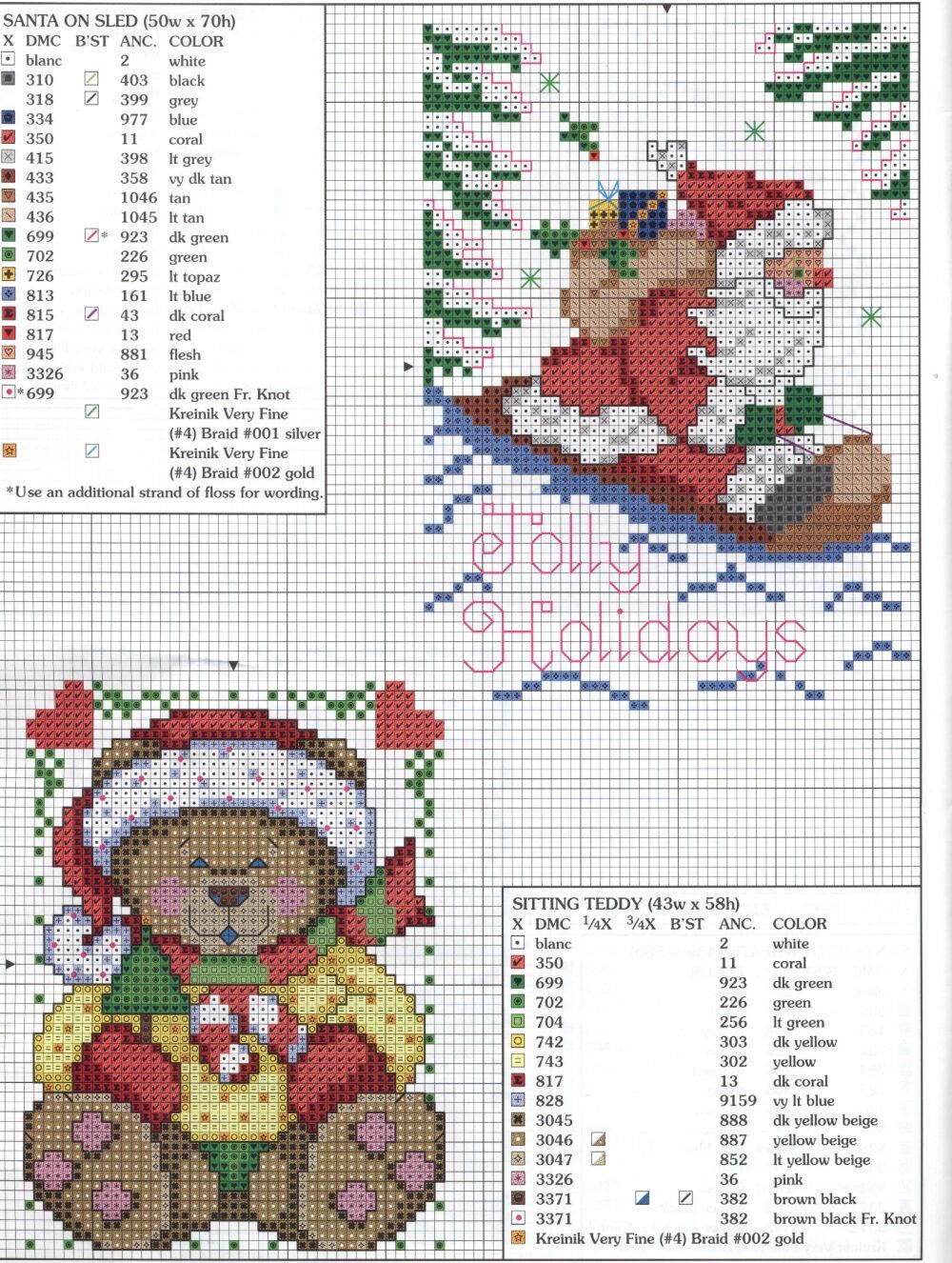 Schema punto croce Babbonatale-e-teddy