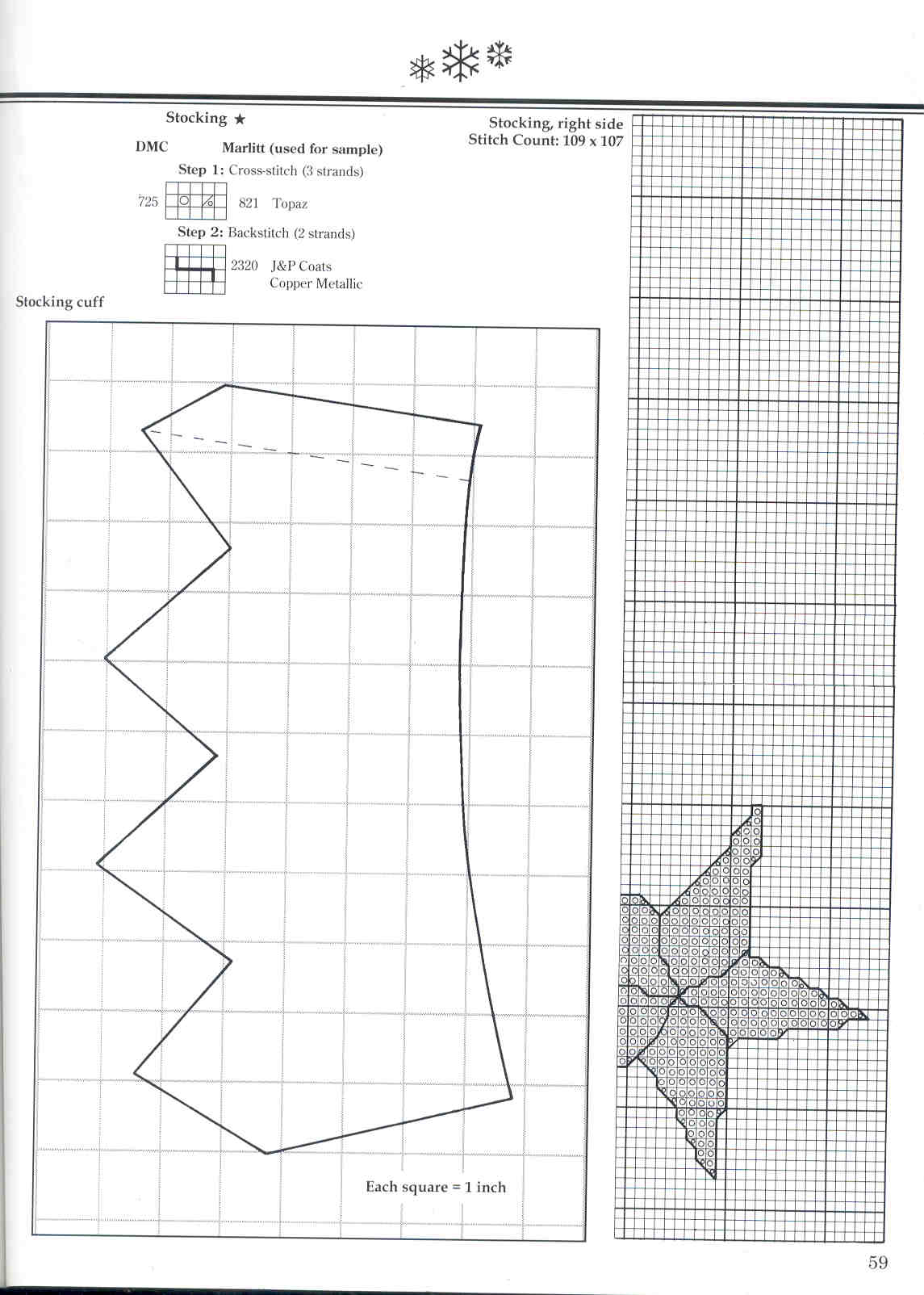 Schema punto croce Calza Luna 1f