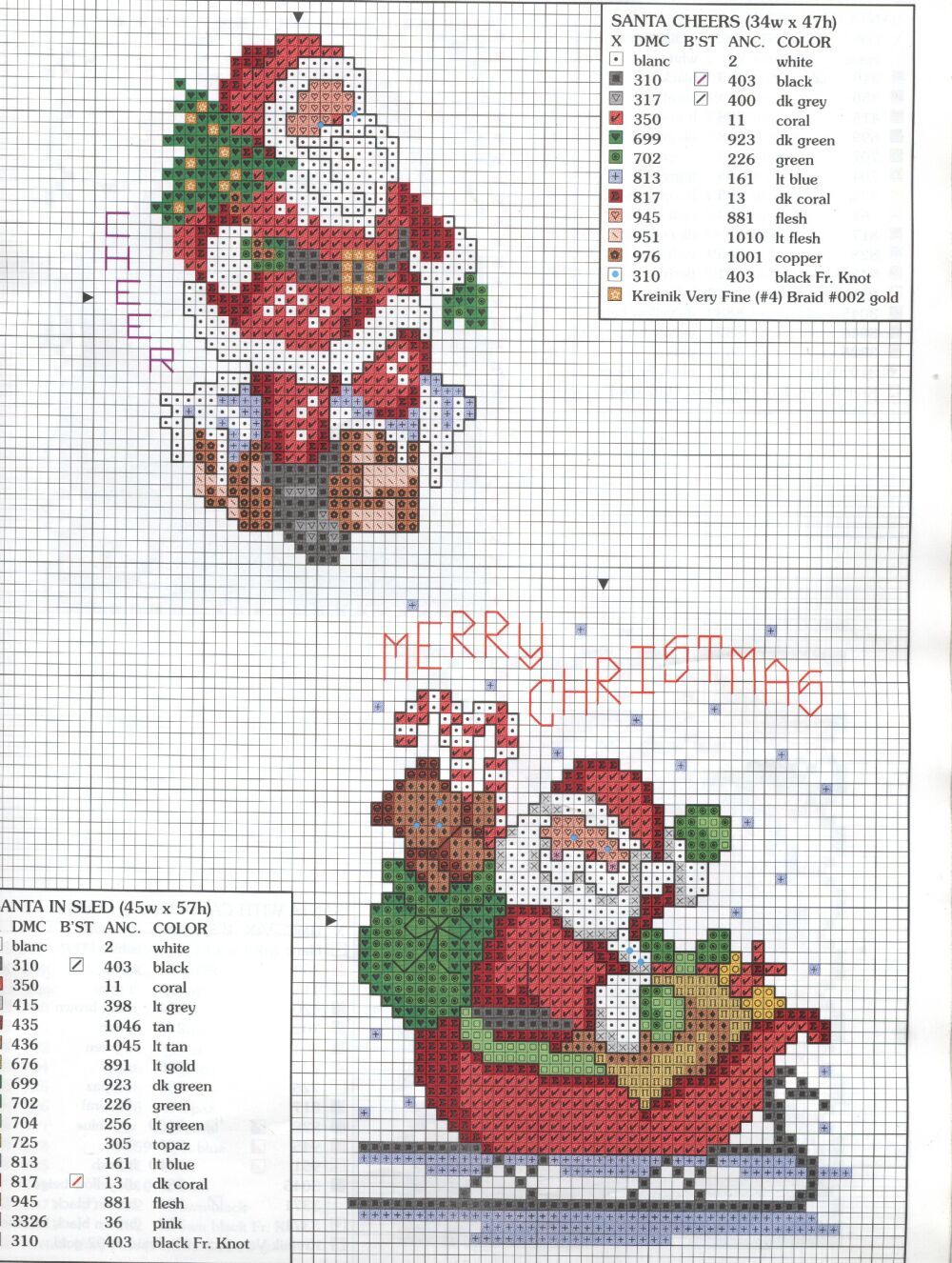Schema punto croce Due Babbi Natale