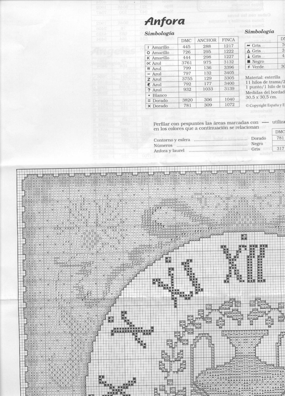 Schema punto croce Orologio Anfora 1b