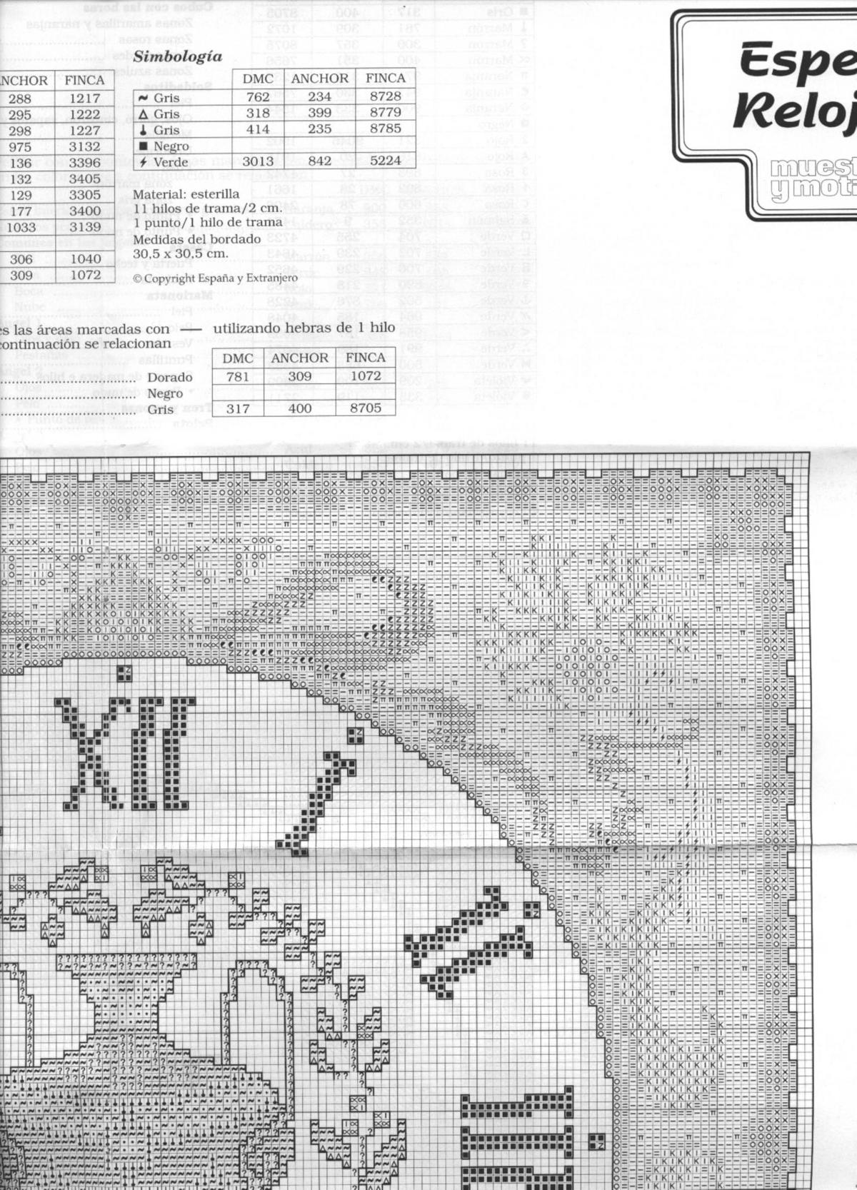 Schema punto croce Orologio Anfora 1c