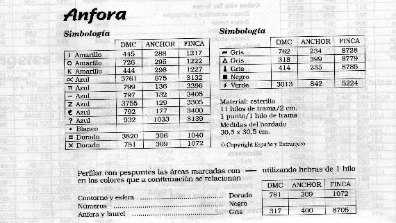 Schema punto croce Orologio Anfora 1f