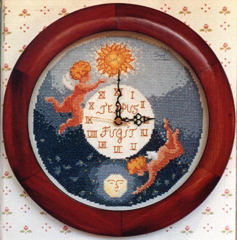 Schema punto croce Orologio Angeli Giorno Notte1