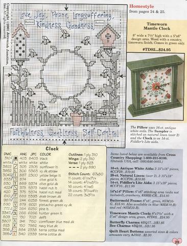 Schema punto croce Orologio Country 1b