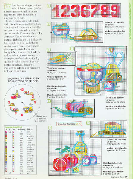 Schema punto croce Orologio Cucinai 1b