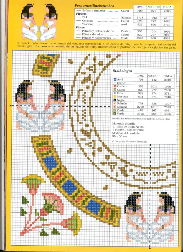 Schema punto croce Orologio Egitto 2b