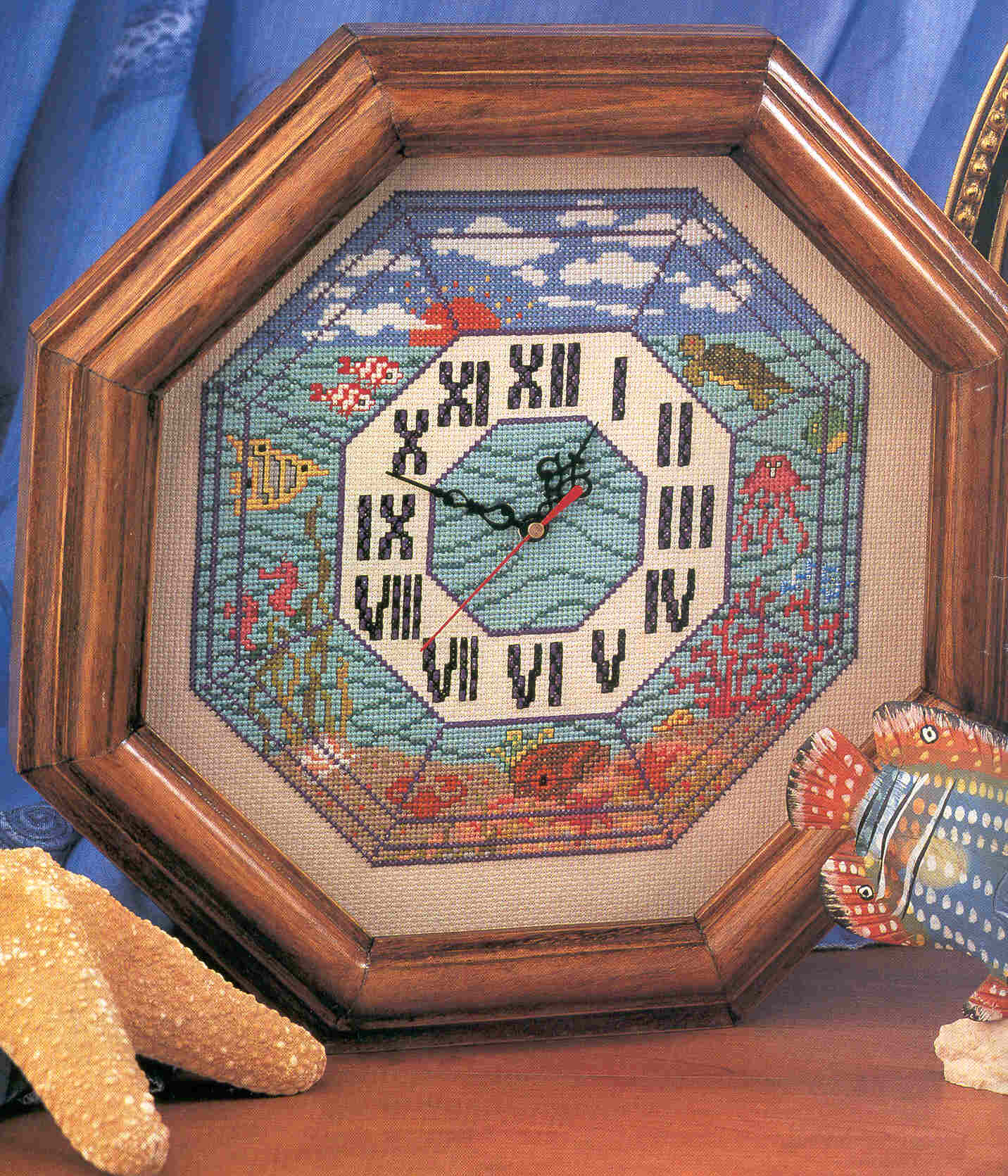 Schema punto croce Orologio Fondo Marino 1a