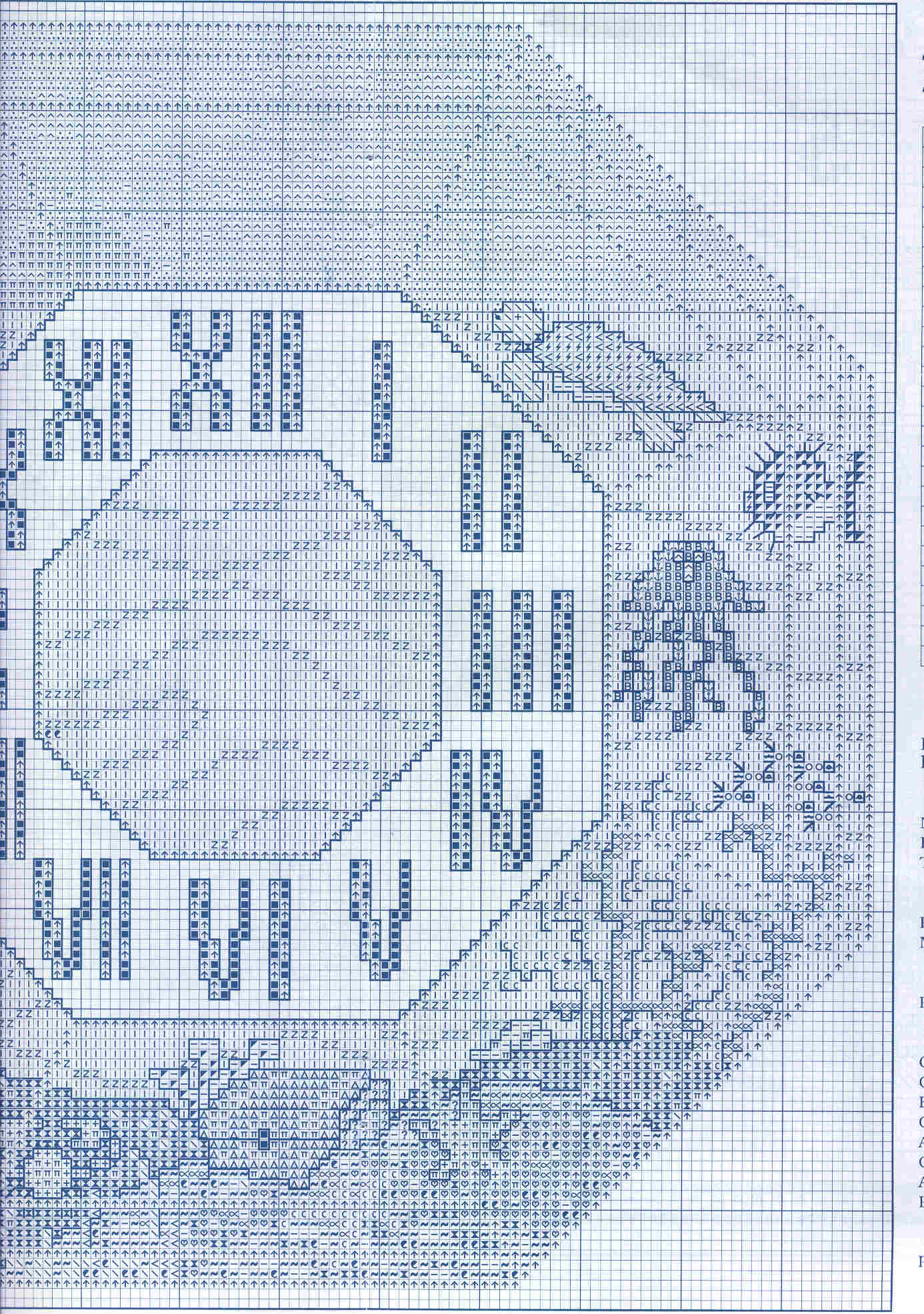 Schema punto croce Orologio Fondo Marino 1b