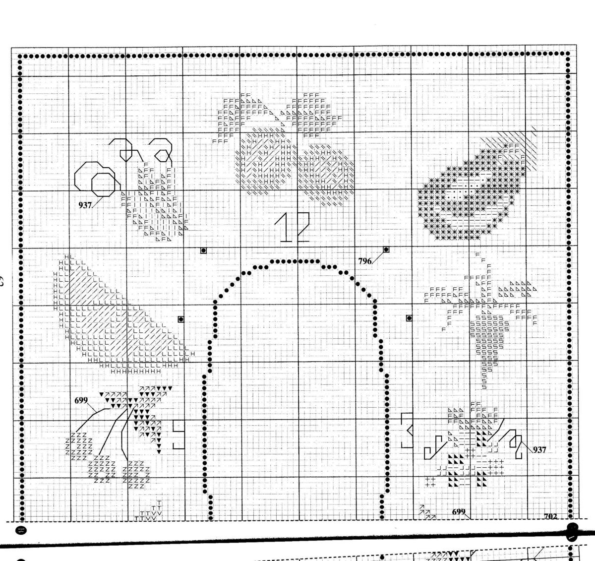 Schema punto croce Orologio Frutta 5b