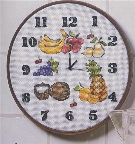 Schema punto croce Orologio Frutta 6a