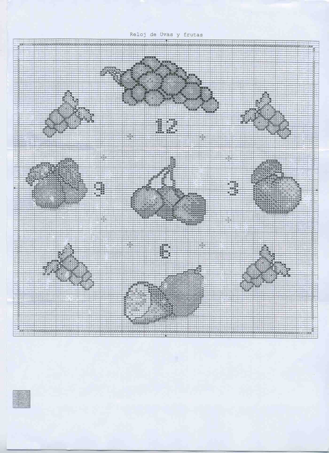 Schema punto croce Orologio Frutta 7b