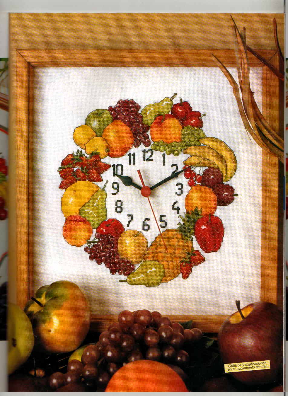 Schema punto croce Orologio Frutta 8a