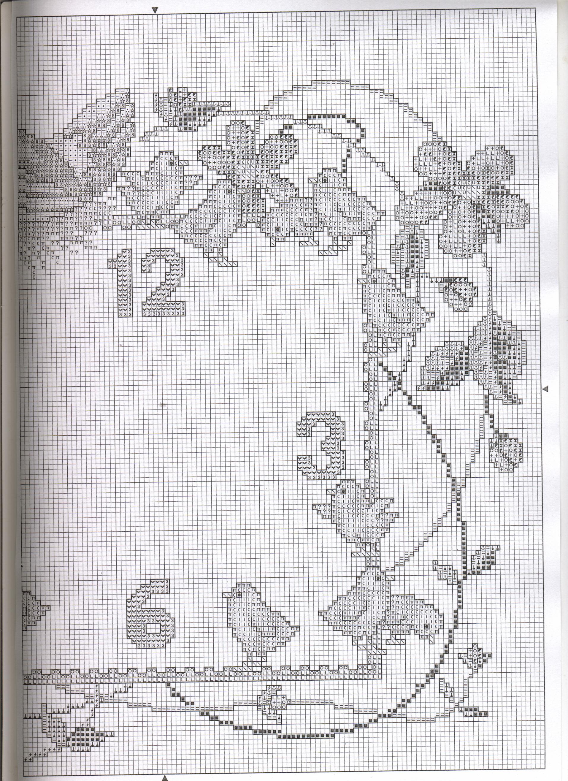 Schema punto croce Orologio Gallina 1c