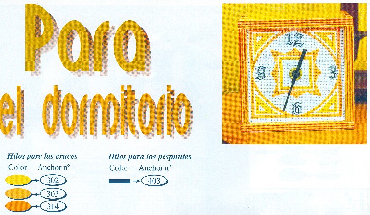 Schema punto croce Orologio Giallo1