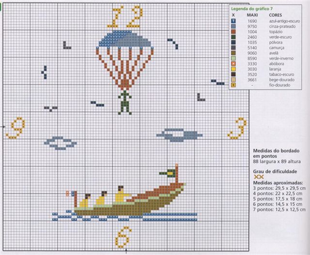 Schema punto croce Orologio Globo1