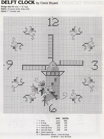 Schema punto croce Orologio Mulino 1a