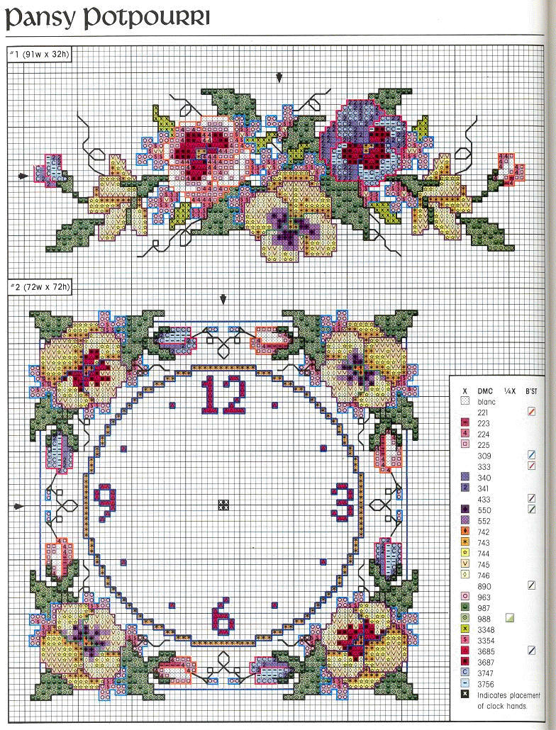 Schema punto croce Orologio Narcisi2