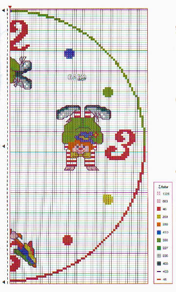 Schema punto croce Orologio Pagliacci 1b