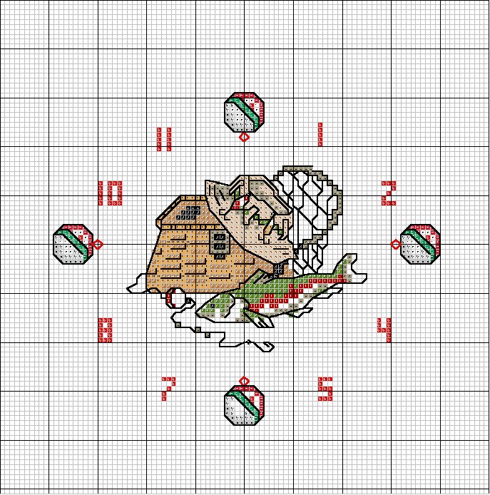 Schema punto croce Orologio Pesca