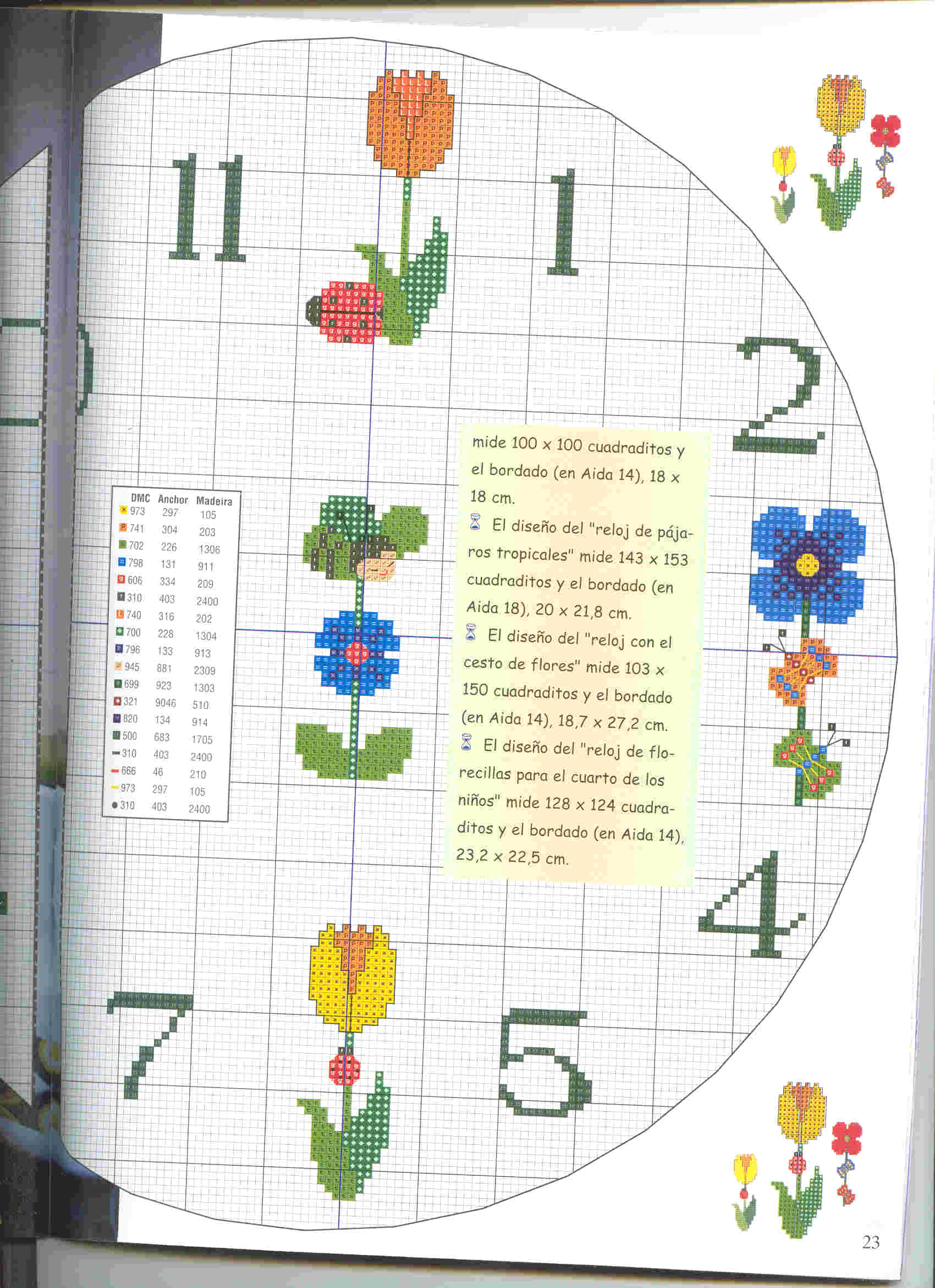 Schema punto croce Orologio Primavera B