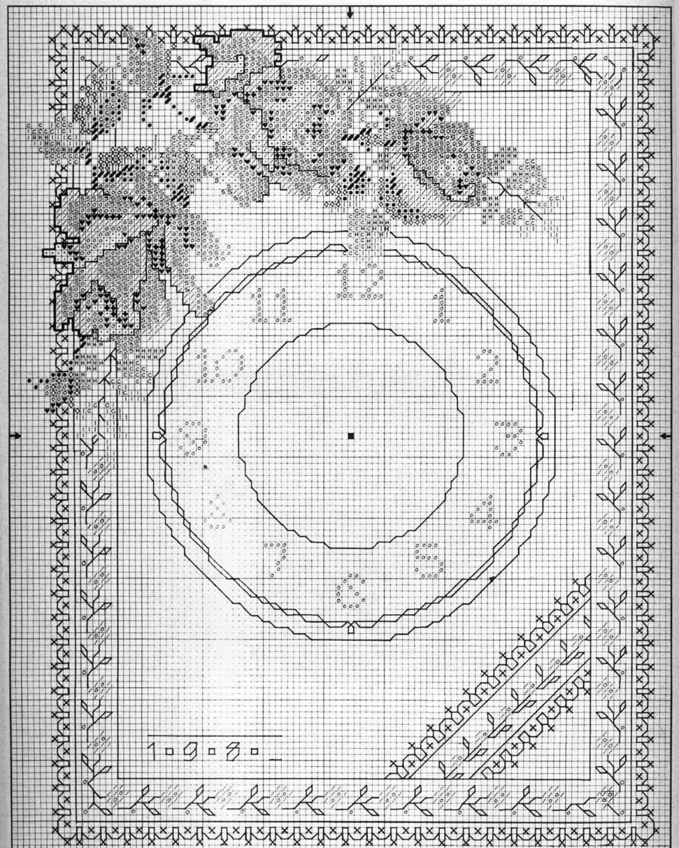 Schema punto croce Orologio Rose 2a
