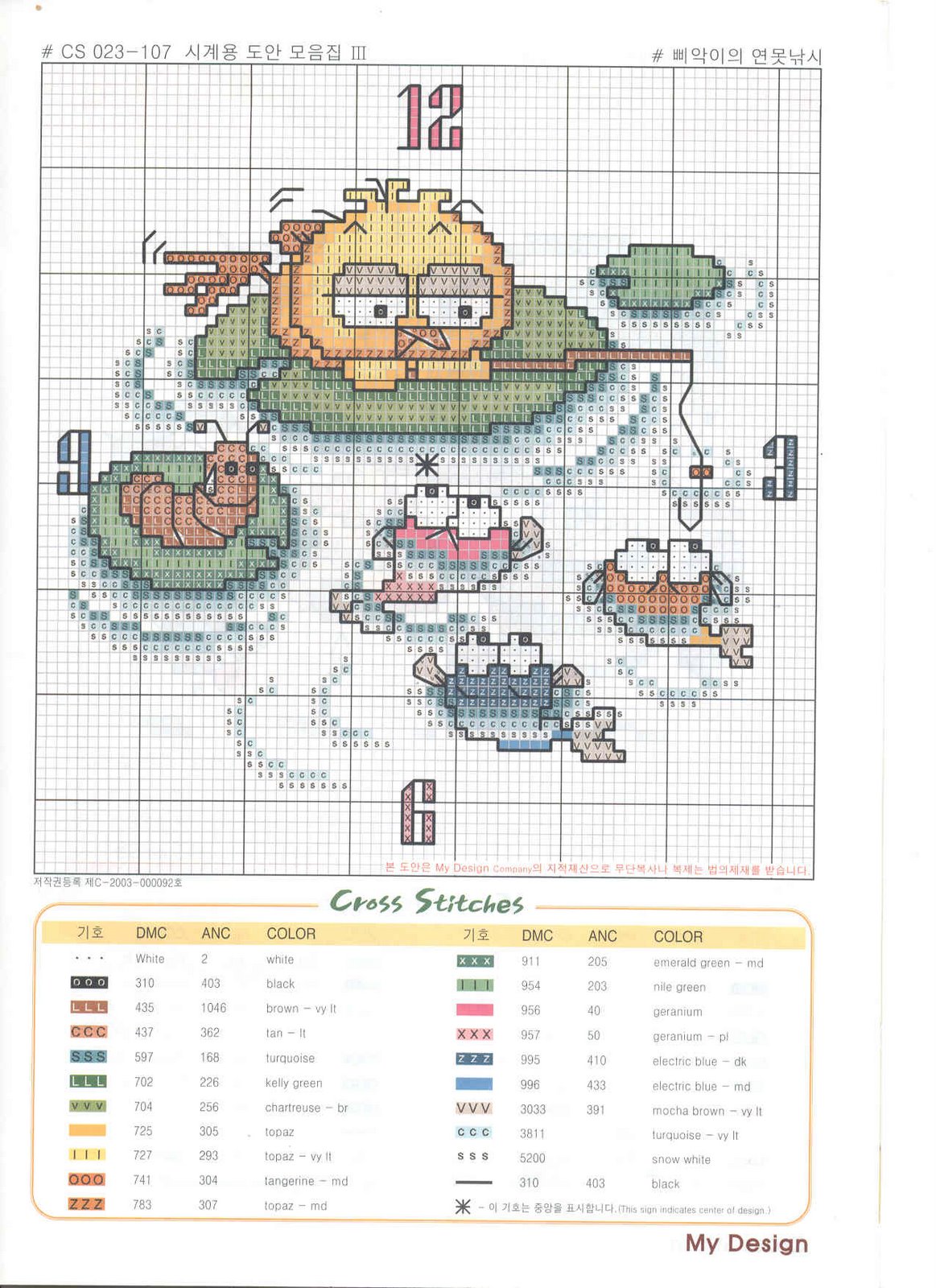 Schema punto croce Orologio Stagno