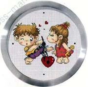 Schema punto croce Orologio Lucchetto Amore1