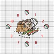 Schema punto croce Orologio Pesca