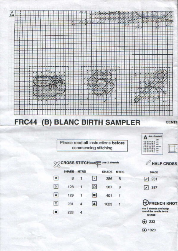 Schema punto croce Blank Birth Sampler 3